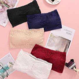 Women’s Lace Bandeau Bra – Strapless Tube Top Bra